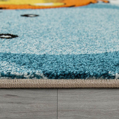 Kids Room Rug Lilo Cute Zoo Animals with 3D Effect - Cream Colorful