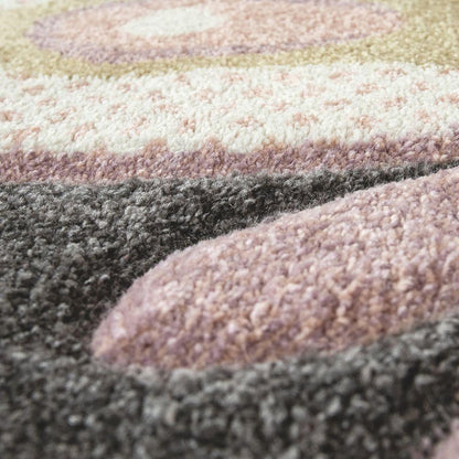 Kids Room Rug Pink Butterflies and Check Pattern