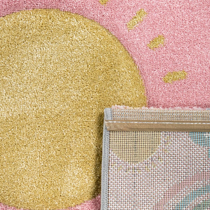 Kids Rug Cosmo with Rainbow & Clouds in Colorful Pink