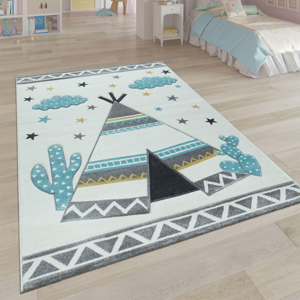 Kids Rug Modern Pastel Colors Teepee Tent in Desert 3D