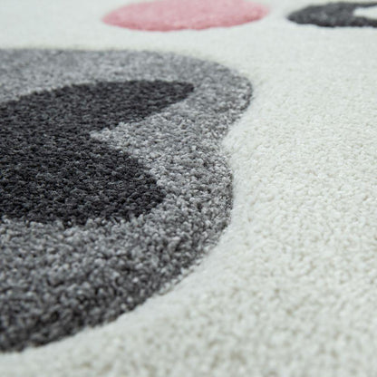 Kids Rug Nursery Cute Alpaca 3D Pink White Pastel