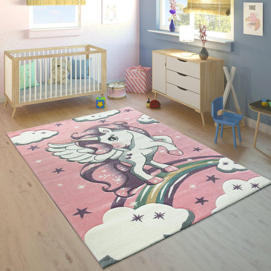 Kids Rug Rainbow Unicorn Pastel Pink