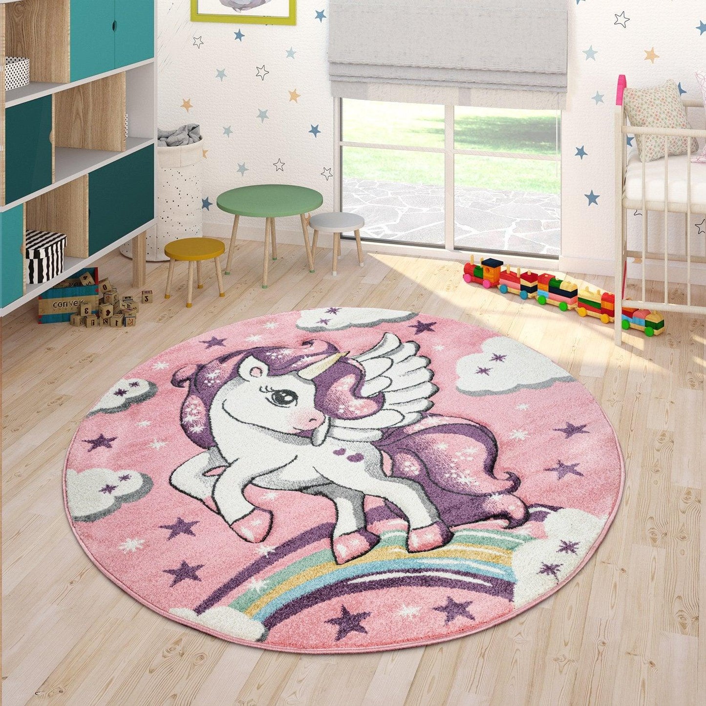 Kids Rug Rainbow Unicorn Pastel Pink