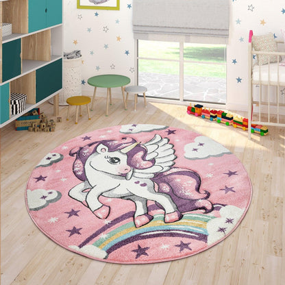Kids Rug Rainbow Unicorn Pastel Pink