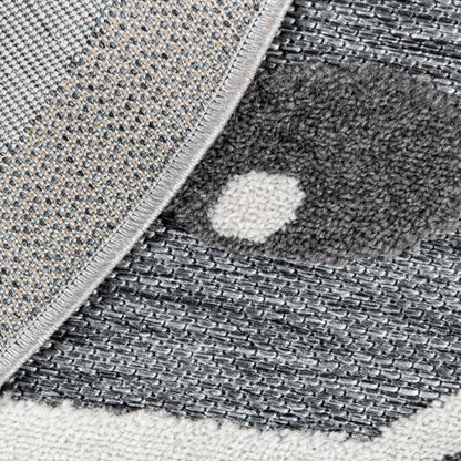 Kids Rug Tweet with Lion Face Round Play Mat in Grey