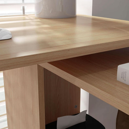 L Shaped Corner Desk With 360 Degree Rotation And Shelves