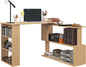 L Shaped Corner Desk With 360 Degree Rotation And Shelves