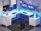 L Shaped Desk 108 Inch White Two Person Corner Computer Desk