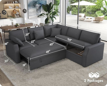 L Shaped Sleeper Sofa Bed with Storage for Comfort