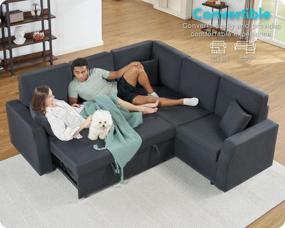 L Shaped Sleeper Sofa Bed with Storage for Comfort