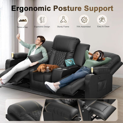 Large 3 Seat Recliner Sofa with USB Ports