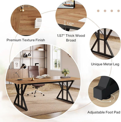 Large Industrial Executive Desk for Home Office Use
