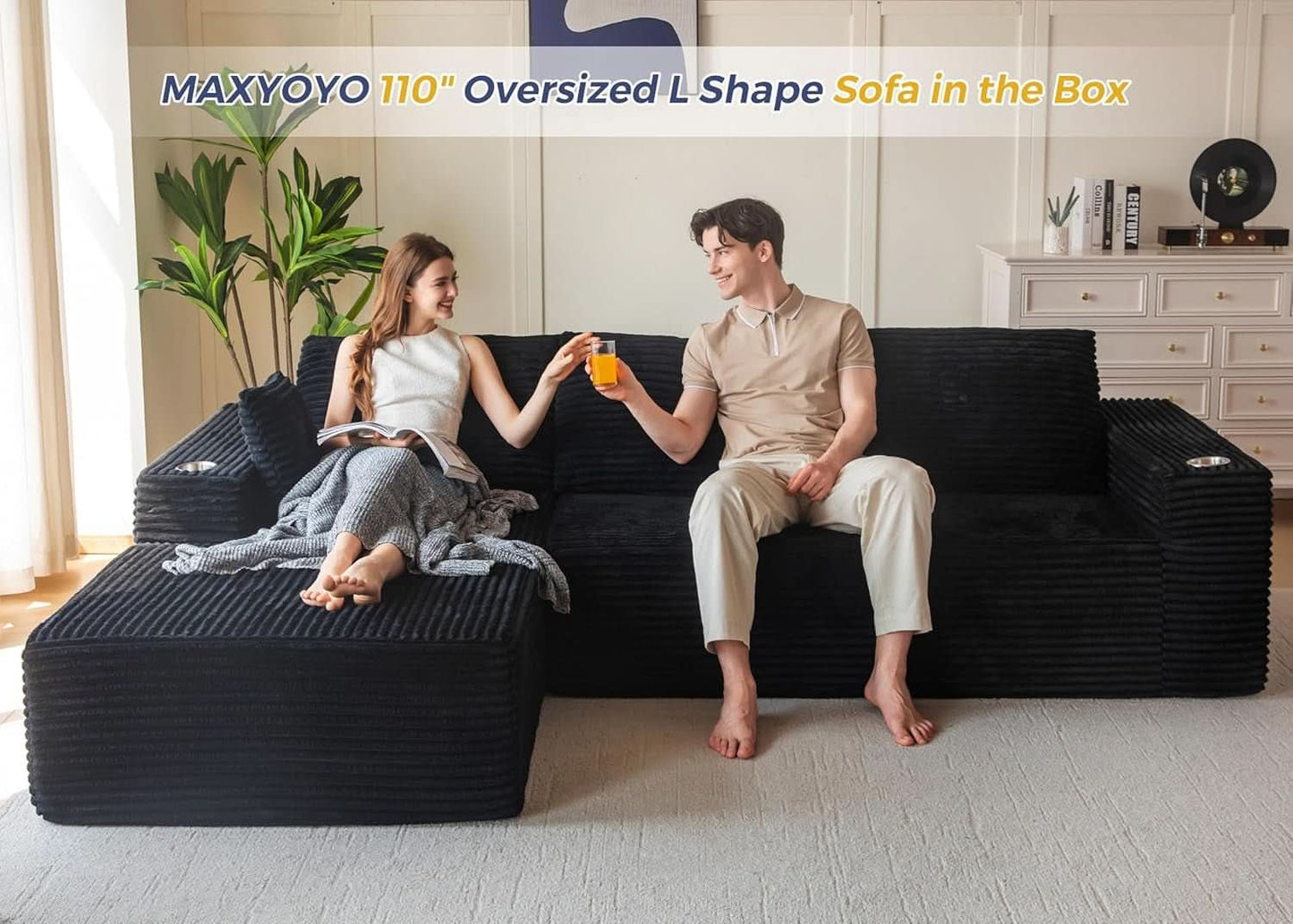 Large Modular Sectional Couch with L-Shape Chaise