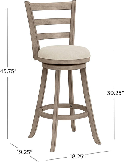 Laymon Modern Wood Bar Height Swivel Stool Gray Brown