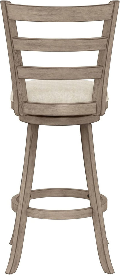 Laymon Modern Wood Bar Height Swivel Stool Gray Brown