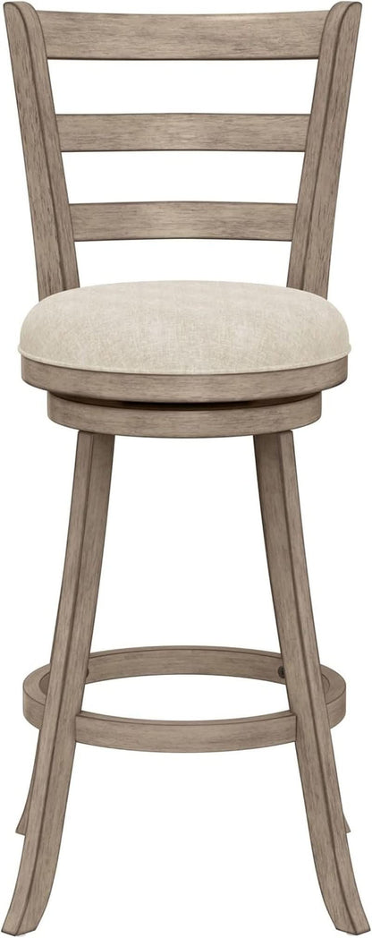 Laymon Modern Wood Bar Height Swivel Stool Gray Brown