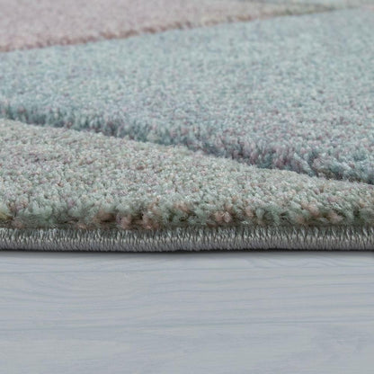 Living Room Rug Colorful Pastel Colors 3D Diamond Pattern