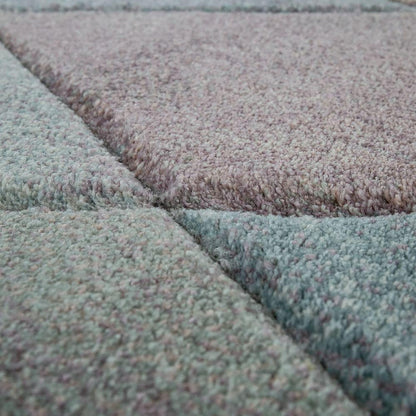 Living Room Rug Colorful Pastel Colors 3D Diamond Pattern