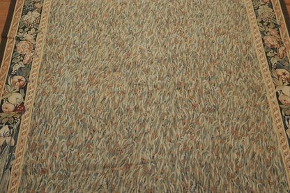 5'7" x 8' Hand woven Wool 300KPSI S. Fine French Needlepoint Tapestry Rug Green