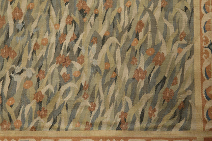 5'7" x 8' Hand woven Wool 300KPSI S. Fine French Needlepoint Tapestry Rug Green