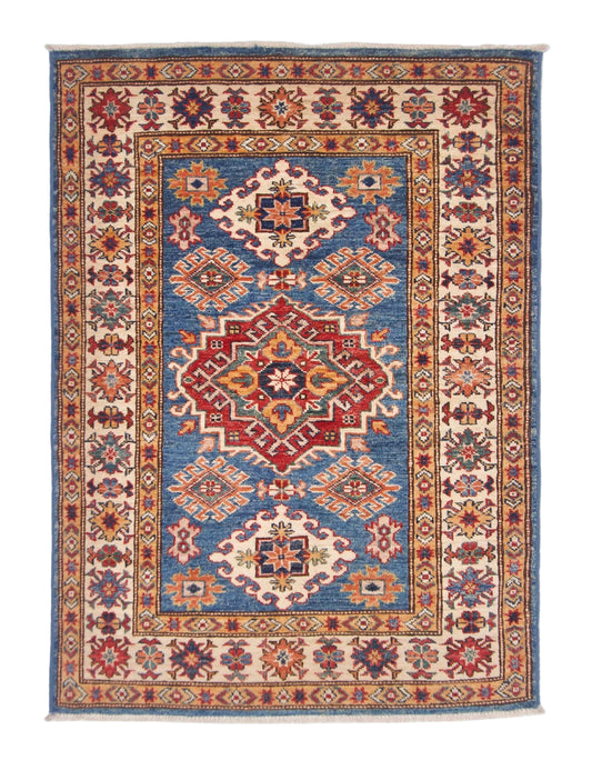Super Kazak (2'11"x4'00") denim blue/ivory