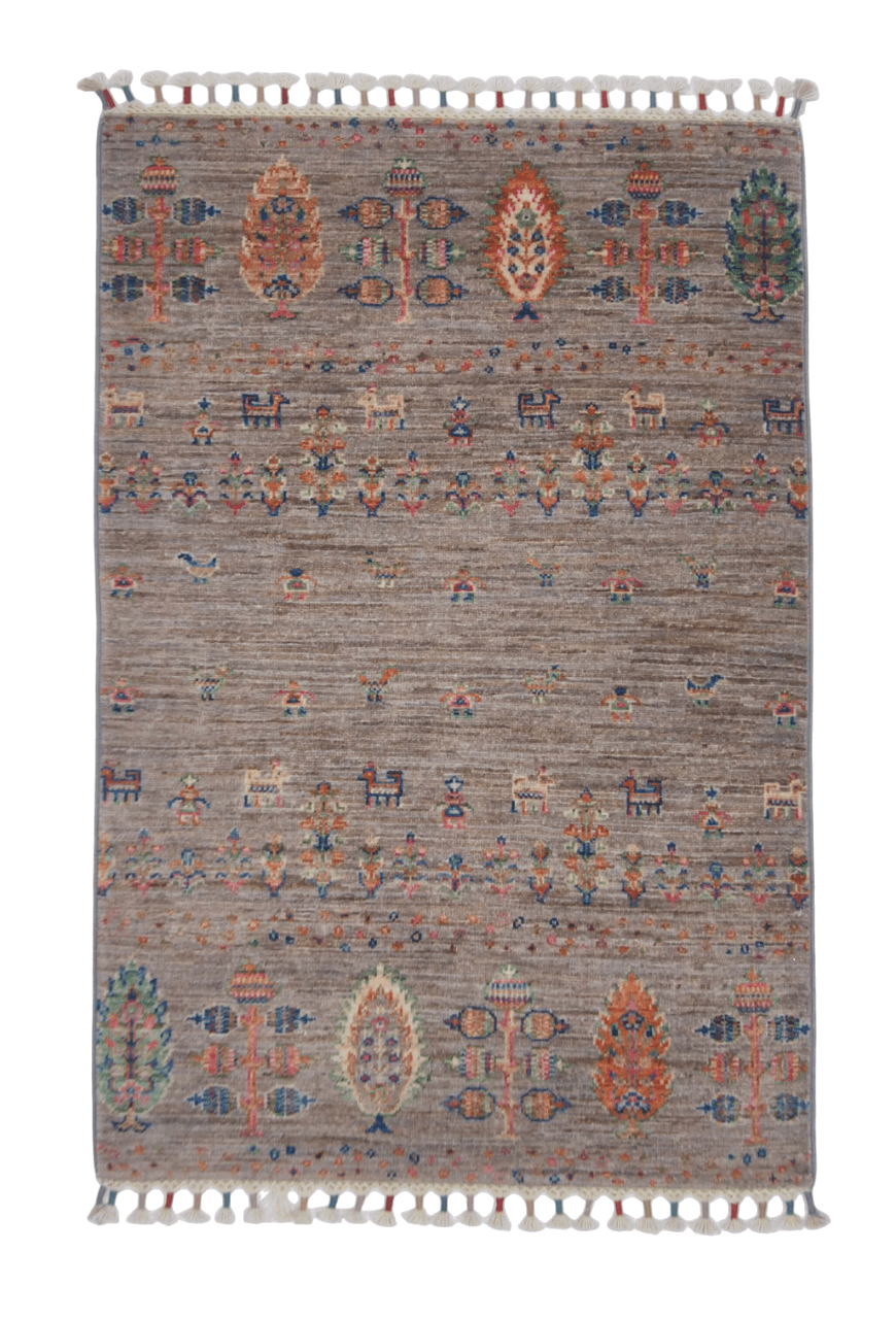 Afghan Gabbeh (2'07"x3'09") light gray
