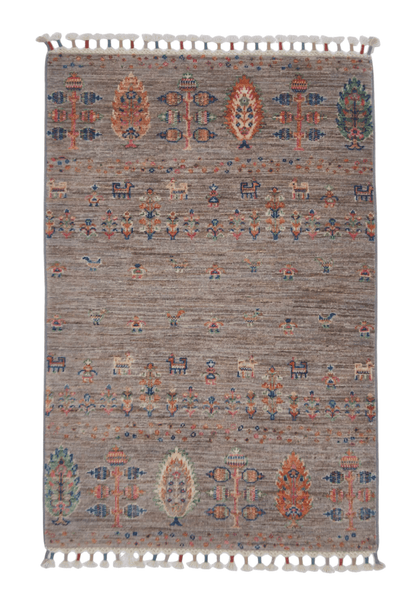 Afghan Gabbeh (2'07"x3'09") light gray