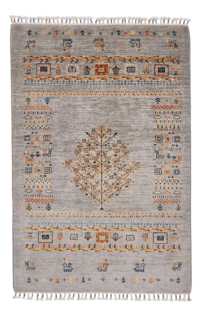 Afghan Tree of Life Gabbeh (3'03"x4'10") silver