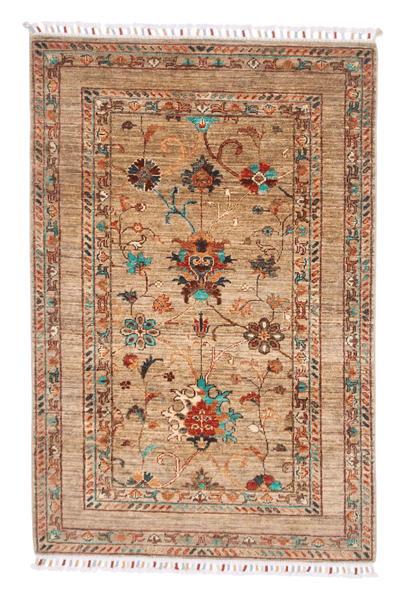 Khorjin (3'03"x4'11") camel/turquoise