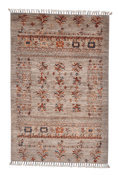 Afghan Khorjin (3'04"x5'00") silver/multicolor