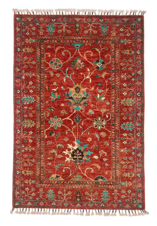 Afghan Aryana (3'04"x5'00") red/turquoise
