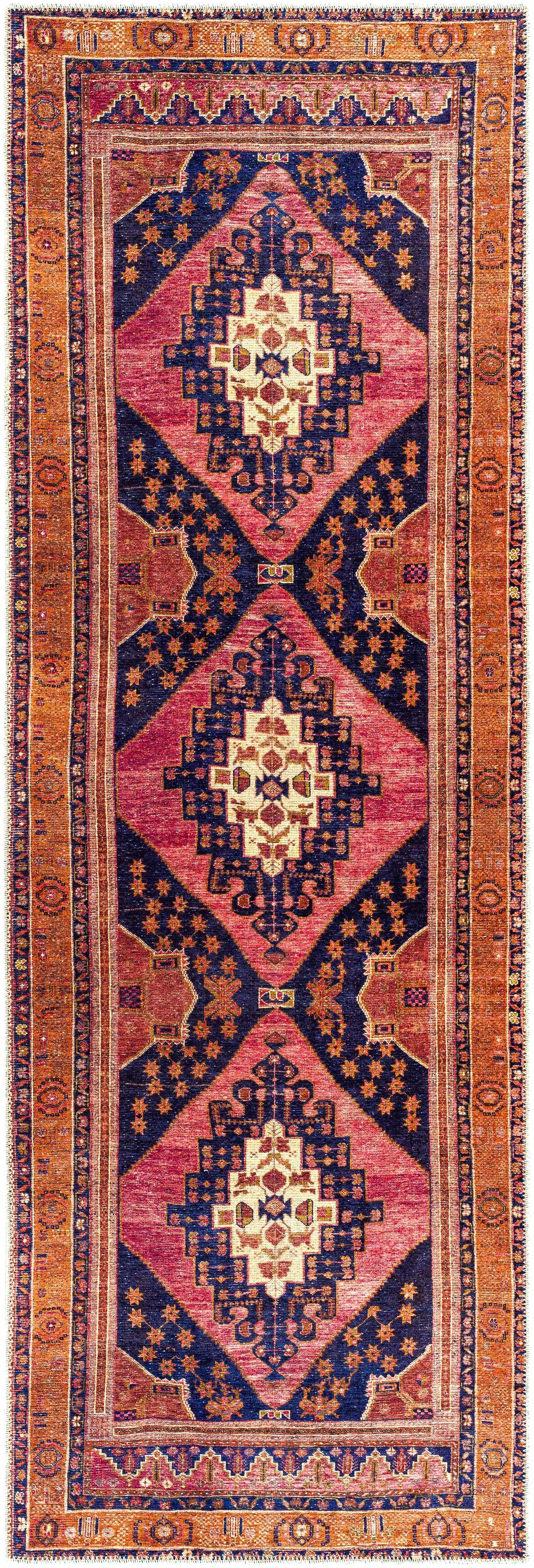 Malamote Vintage Flat Pile Washable Rug
