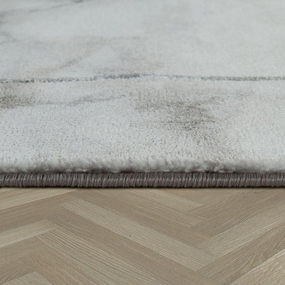 Marble Patten Area Rug in Gold Cream for Living Room with Contour Cut