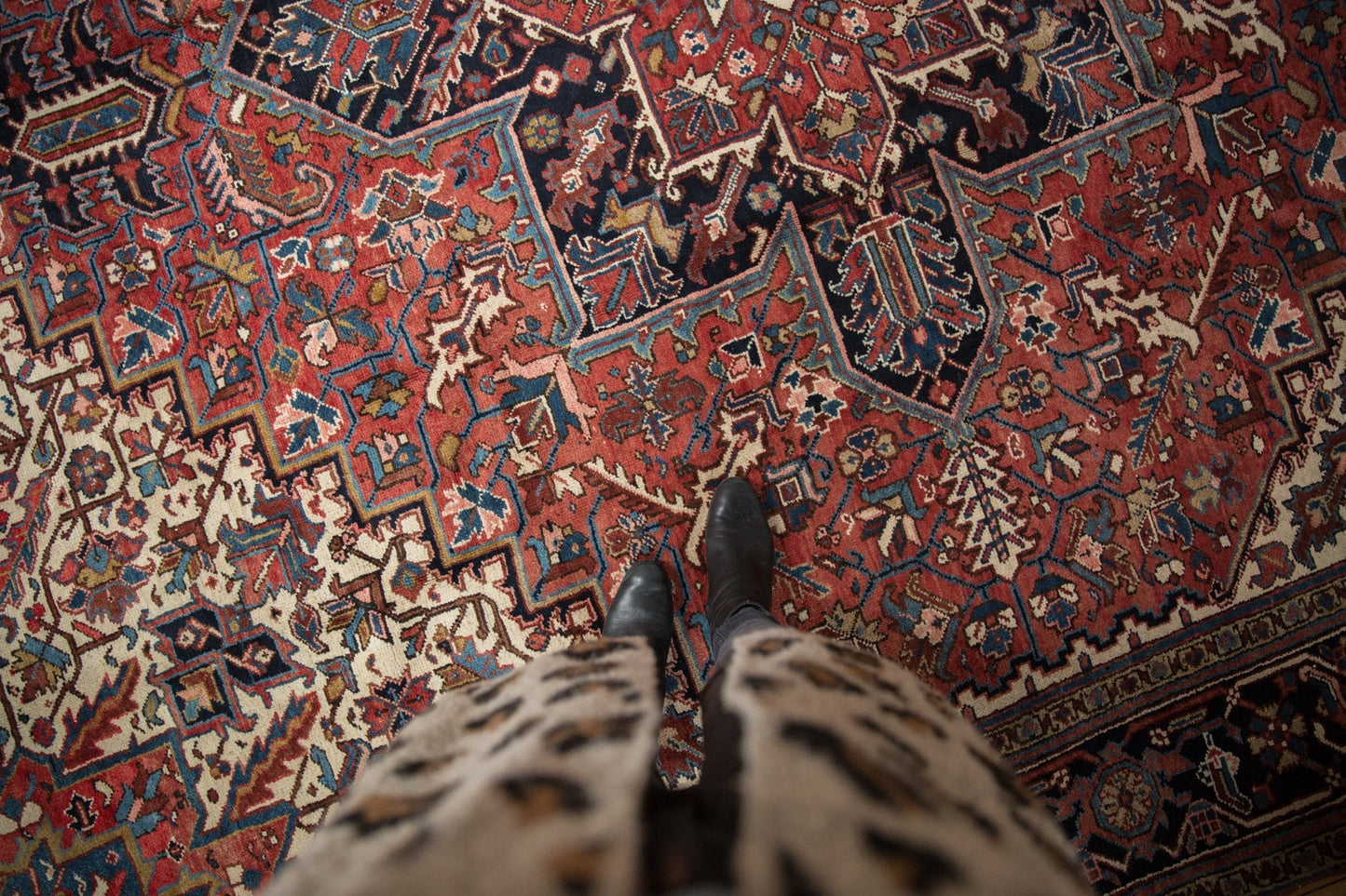 11.5x12.5 Vintage Heriz Square Carpet