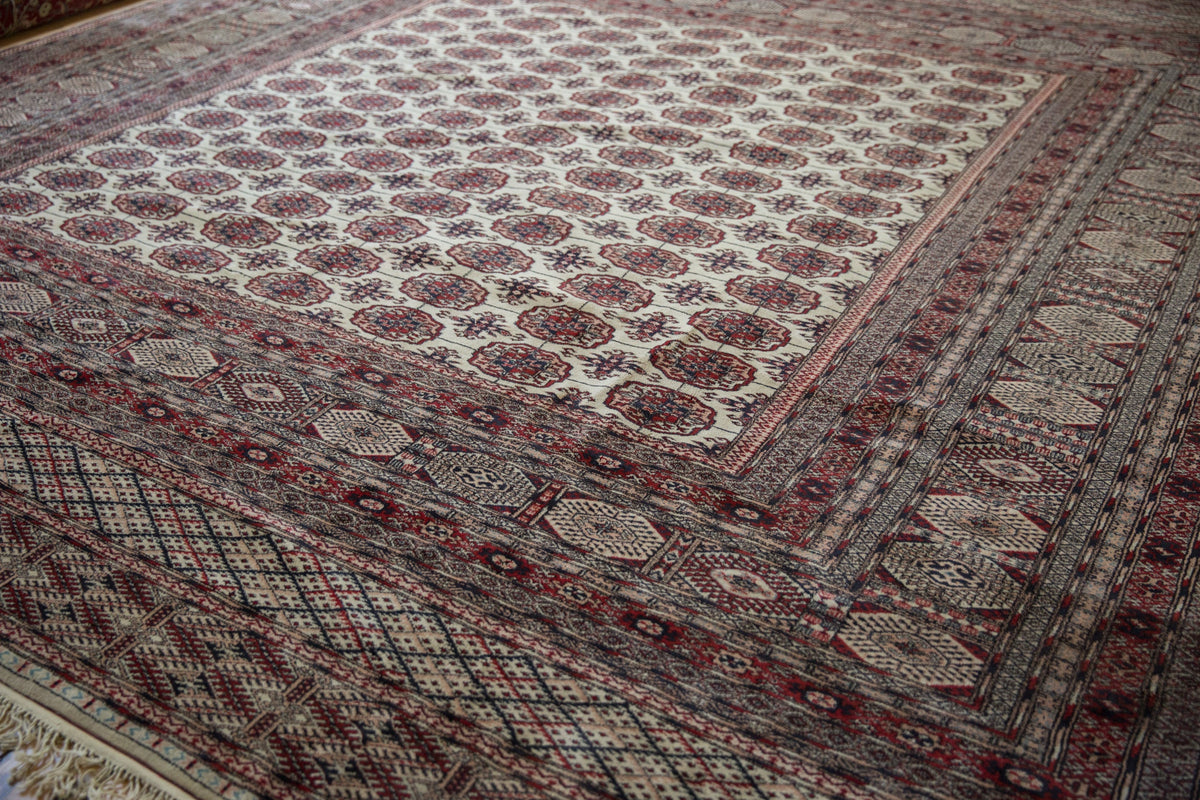 12.5x12.5 Vintage Fine Pakistani Bokhara Design Square Carpet