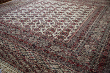 12.5x12.5 Vintage Fine Pakistani Bokhara Design Square Carpet