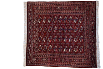 6x6.5 Vintage Fine Pakistani Bokhara Design Square Carpet