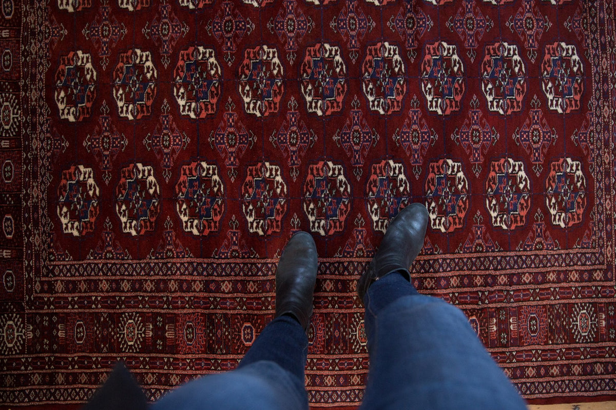 6x6.5 Vintage Fine Pakistani Bokhara Design Square Carpet