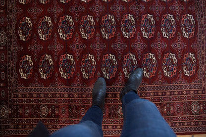 6x6.5 Vintage Fine Pakistani Bokhara Design Square Carpet