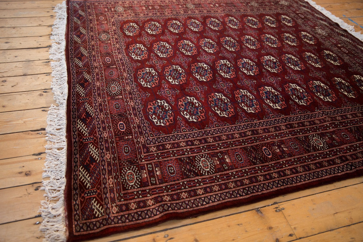 6x6.5 Vintage Fine Pakistani Bokhara Design Square Carpet