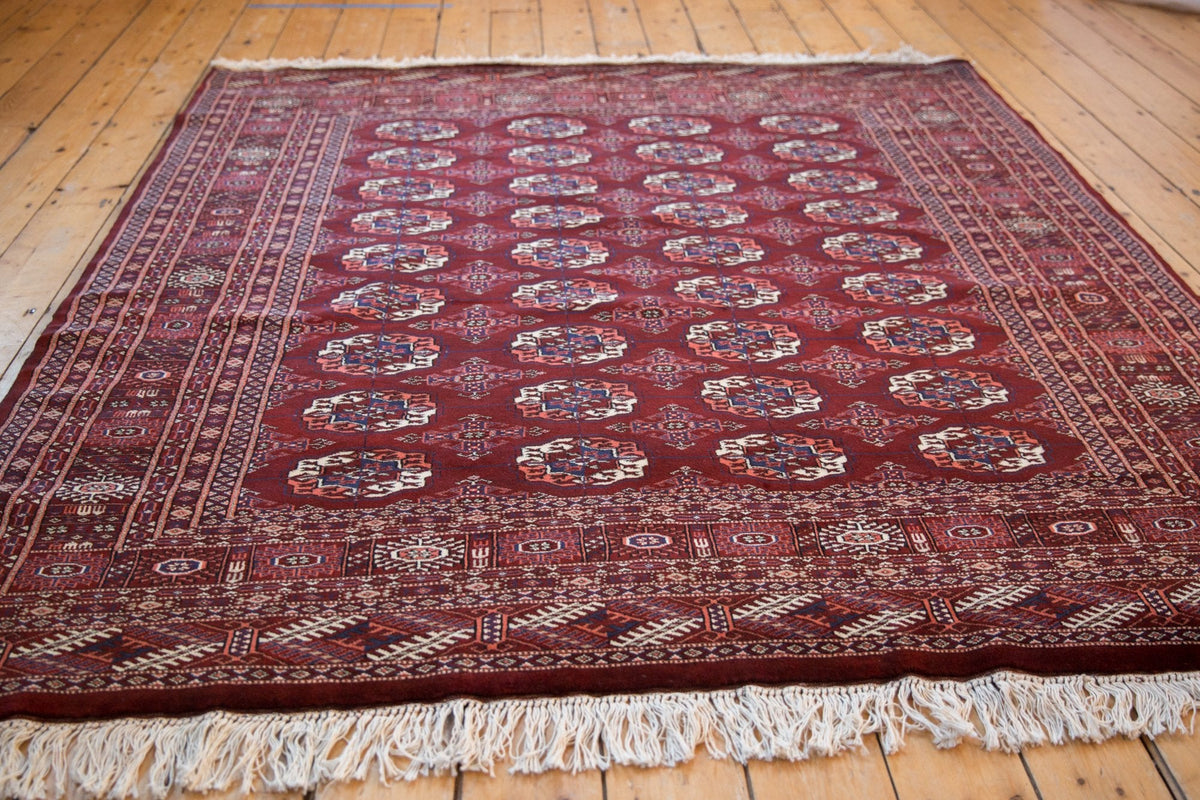6x6.5 Vintage Fine Pakistani Bokhara Design Square Carpet