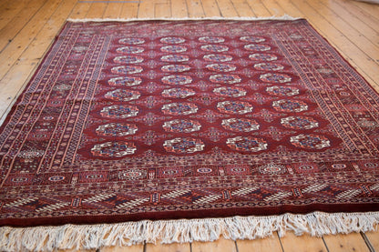 6x6.5 Vintage Fine Pakistani Bokhara Design Square Carpet