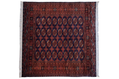 6.5x6.5 Vintage Fine Pakistani Bokhara Design Square Carpet