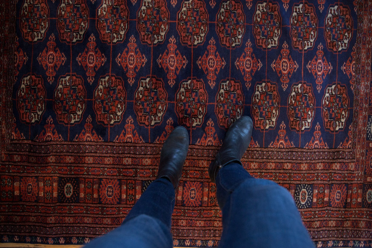 6.5x6.5 Vintage Fine Pakistani Bokhara Design Square Carpet