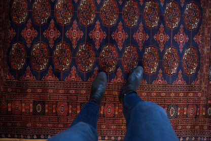 6.5x6.5 Vintage Fine Pakistani Bokhara Design Square Carpet