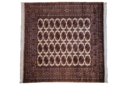 6.5x7 Vintage Fine Pakistani Bokhara Design Square Carpet