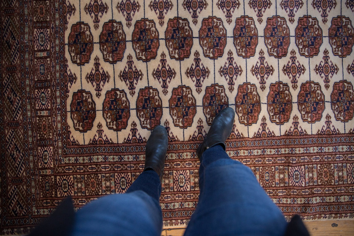6.5x7 Vintage Fine Pakistani Bokhara Design Square Carpet