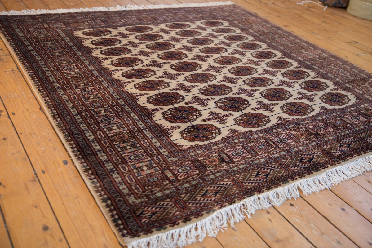 6.5x7 Vintage Fine Pakistani Bokhara Design Square Carpet