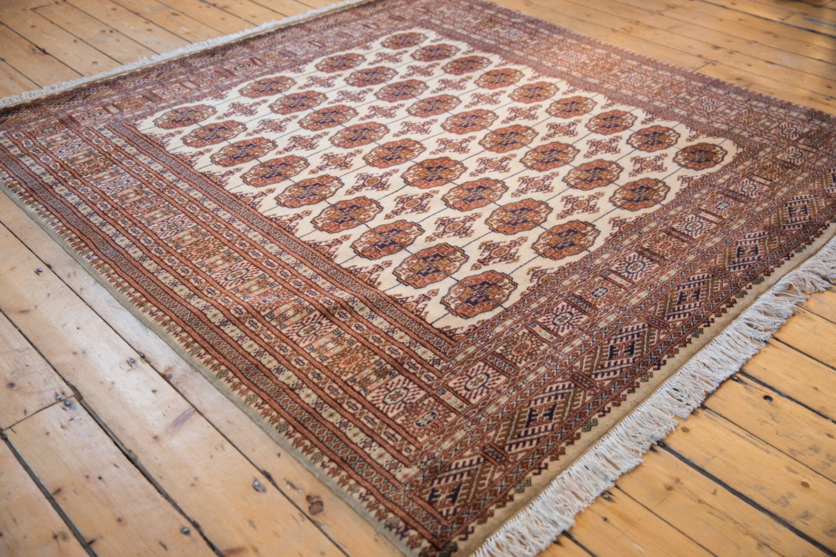 6.5x7 Vintage Fine Pakistani Bokhara Design Square Carpet