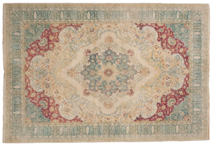 6x9 Vintage Distressed Bulgarian Kerman Design Carpet